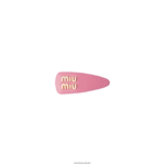 אביזרים ביגוניה ורוד Miu Miu קליפס שיער מעור נאפה FNPPL1146