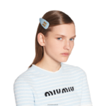 ⁦אביזרים כחול אסטרלי Miu Miu קליפ שיער מעור פטנט FNPPL1137⁩ – תמונה ⁦2⁩