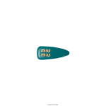 אביזרים כחול טווס Miu Miu קליפס שיער מעור נאפה FNPPL1148