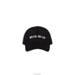 אביזרים לבן שחור Miu Miu כובע בייסבול כותנה FNPPL1203