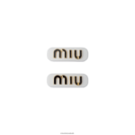 אביזרים לבן שחור Miu Miu קליפס לשיער פרספקס ומתכת FNPPL1119