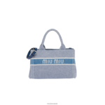 אוסף bluette Miu Miu תיק ג'ינס עם לוגו אקארד FNPPL133
