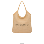 אוסף טִבעִי Miu Miu תיק בד ופשתן FNPPL125