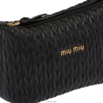 ⁦אוסף שָׁחוֹר Miu Miu מיני תיק מעור רוח מטלס FNPPL172⁩ – תמונה ⁦5⁩