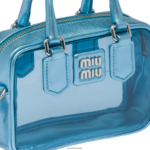 ⁦אוסף שמיים מורדור Miu Miu תיק מיני עם ידית עליונה פרספקס ועור נאפה FNPPL177⁩ – תמונה ⁦7⁩