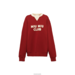 מוכן ללבישה בורדו/וניל Miu Miu סווטשירט צמר כותנה עם לוגו רקום FNPPL674