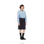 ⁦מוכן ללבישה חיל הים Miu Miu חצאית צ'ינו FNPPL927⁩ – תמונה ⁦2⁩