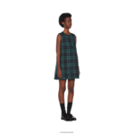 ⁦מוכן ללבישה חיל הים Miu Miu שמלת מיני משובצת FNPPL430⁩ – תמונה ⁦5⁩