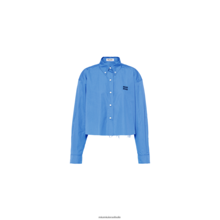 מוכן ללבישה כחול periwinkle Miu Miu חולצת פופלין קצוצה FNPPL667