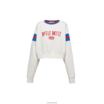 מוכן ללבישה לבן Miu Miu סווטשירט כותנה קצוץ מודפס FNPPL709