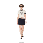 ⁦מוכן ללבישה שֶׁנהָב Miu Miu חולצת טריקו עם הדפס ג'רסי FNPPL689⁩ – תמונה ⁦2⁩