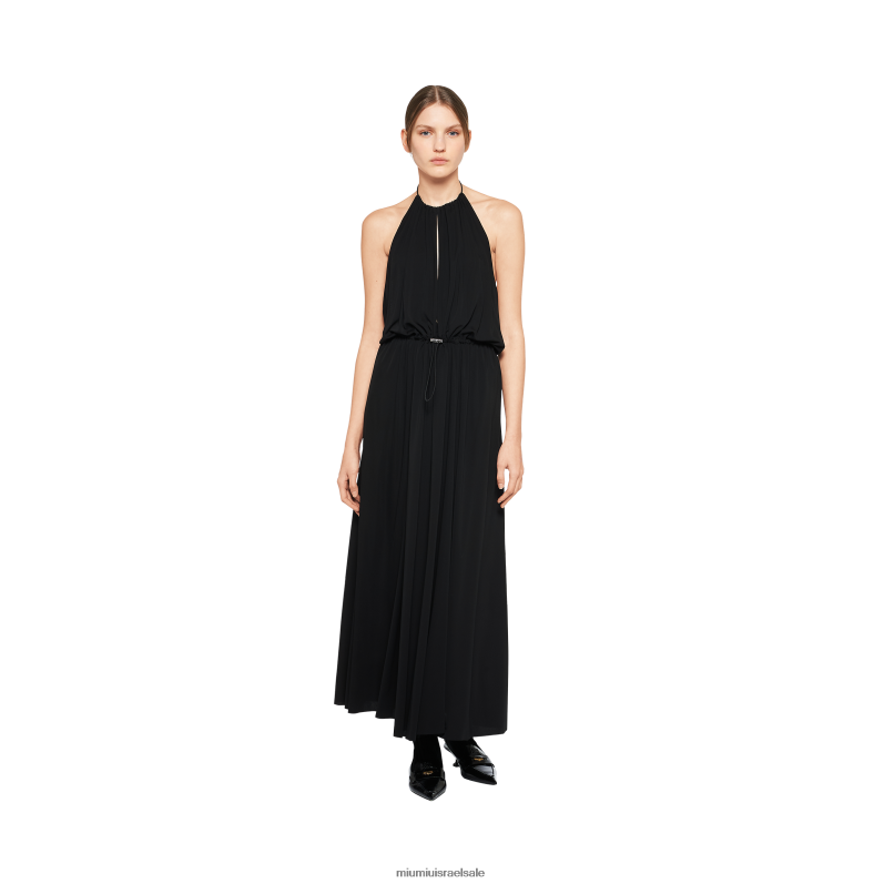⁦מוכן ללבישה שָׁחוֹר Miu Miu שמלת midi halter organzine FNPPL374⁩ – תמונה ⁦2⁩