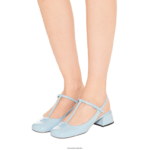 ⁦נעליים כחול בהיר Miu Miu משאבות slingback מעור פטנט FNPPL179⁩ – תמונה ⁦5⁩