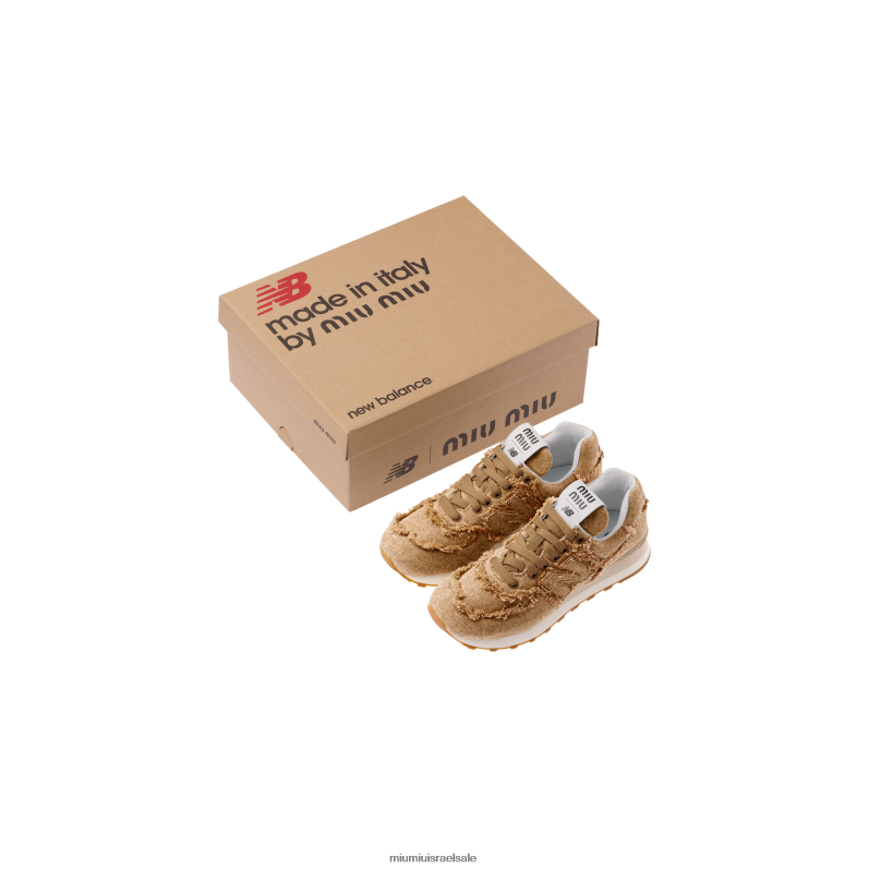 ⁦נעליים קוניאק New Balance 574 X Miu Miu נעלי ספורט ג'ינס משוישות FNPPL288⁩ – תמונה ⁦6⁩