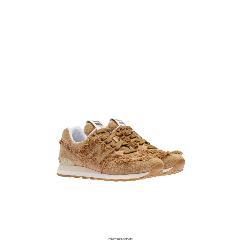 ⁦נעליים קוניאק New Balance 574 X Miu Miu נעלי ספורט ג'ינס משוישות FNPPL288⁩ – תמונה ⁦1⁩