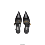 ⁦נעליים שָׁחוֹר Miu Miu משאבות slingback מעור פטנט FNPPL196⁩ – תמונה ⁦4⁩
