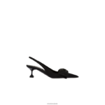 ⁦נעליים שָׁחוֹר Miu Miu משאבות slingback סאטן FNPPL205⁩ – תמונה ⁦2⁩