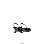 ⁦נעליים שָׁחוֹר Miu Miu משאבות slingback סאטן FNPPL205⁩ – תמונה ⁦3⁩