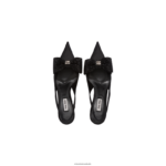 ⁦נעליים שָׁחוֹר Miu Miu משאבות slingback סאטן FNPPL205⁩ – תמונה ⁦4⁩